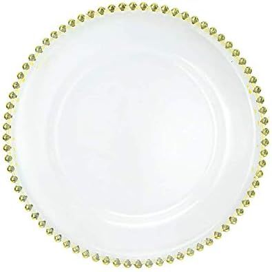 USA Party Flower Elegant Clear Acrylic Charger Plate with Bead Rim, Set of 12 (Gold/Silver, 12.5 ... | Amazon (US)