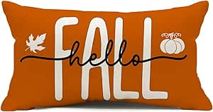 Kithomer Hello Fall Pillow Covers 12x20,Hello Pumpkin Autumn Throw Pillow Cover Decorations Pillo... | Amazon (US)