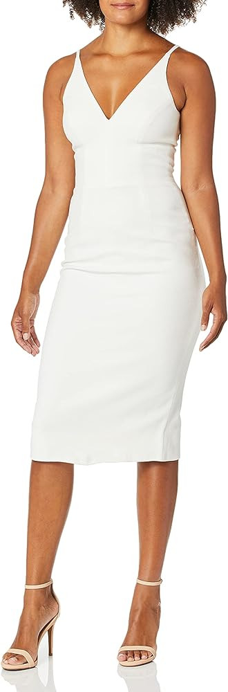 Dress the Population Women's Lyla Solid Sleeveless Fitted Midi Sheath Dress | Amazon (US)