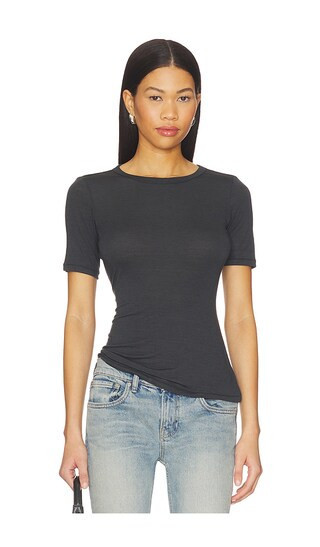 SKIMS Sheer Modal T-shirt in Black. - size XXS | Revolve Clothing (Global)