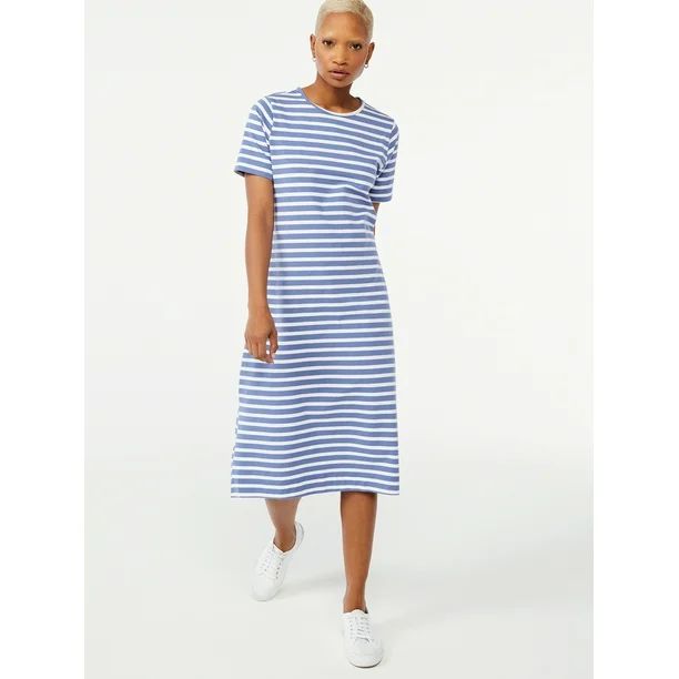 Free Assembly Women's Fit And Flare Midi T-Shirt Dress | Walmart (US)