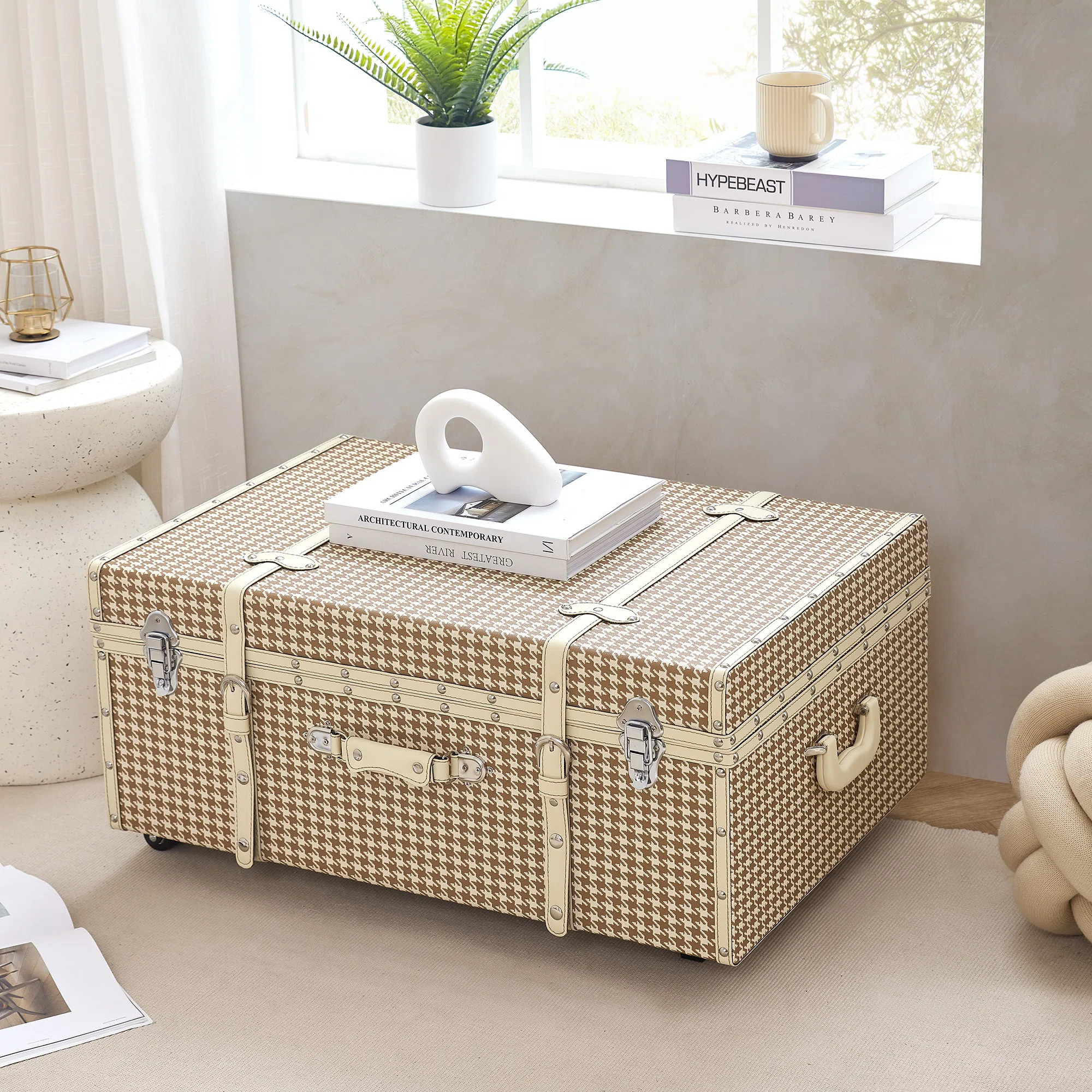 Texture Brand Trunk - Burnt Orange Houndstooth | Wayfair North America