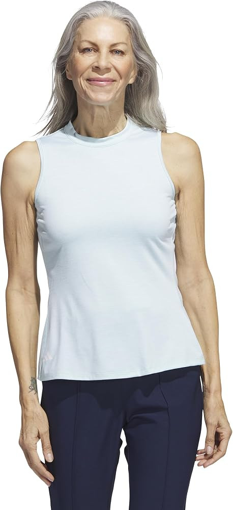 adidas Womens Essentials Heathered Mock Neck Sleeveless Golf Polo Shirt | Amazon (US)