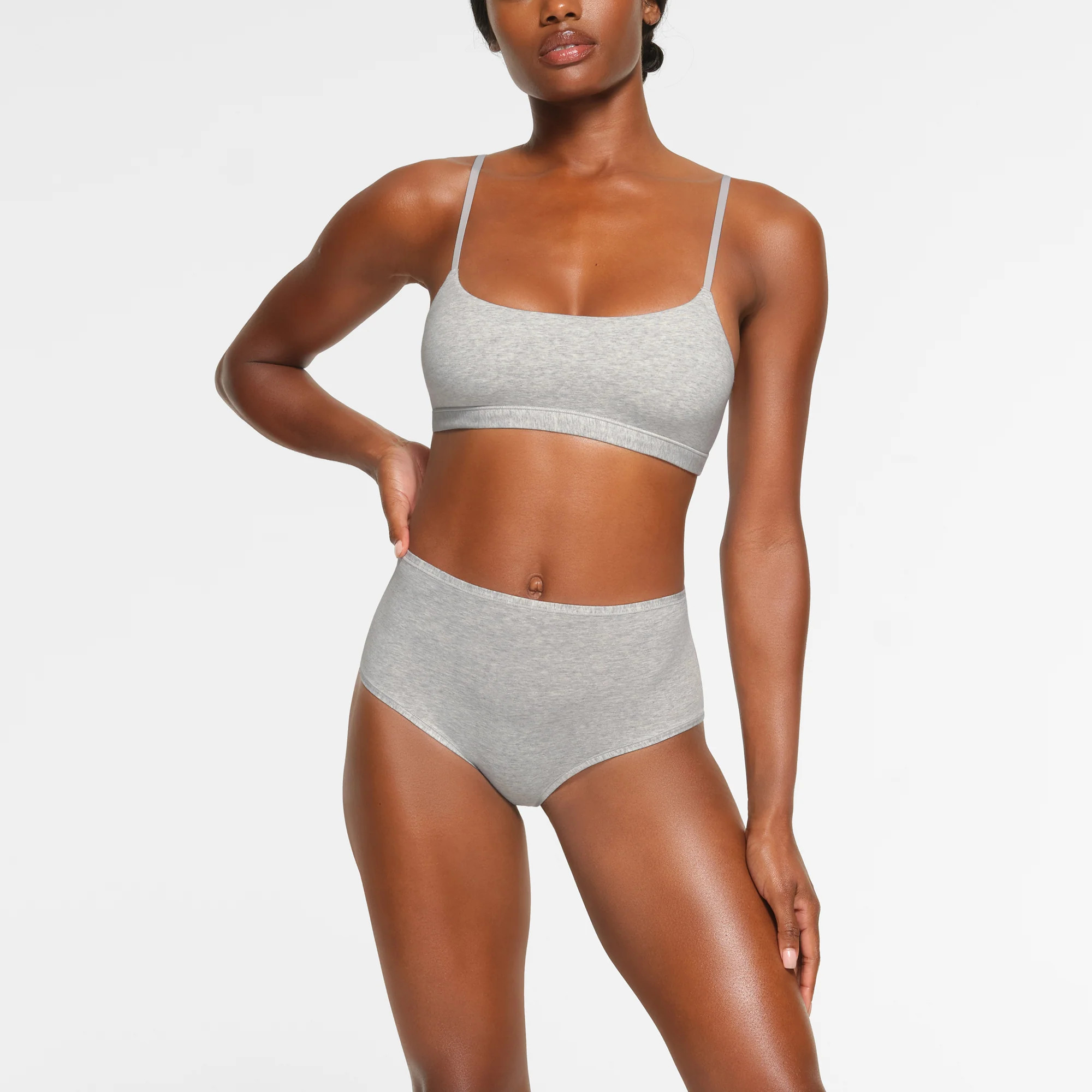SKIMS Scoop Bralette | Grey | Medium | Cotton Jersey | SKIMS (US)