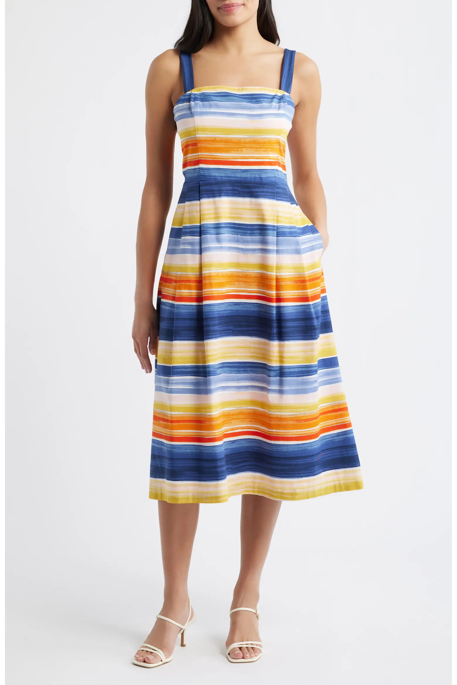 Stripe Cotton Blend Midi Dress (Women) | Nordstrom | Nordstrom