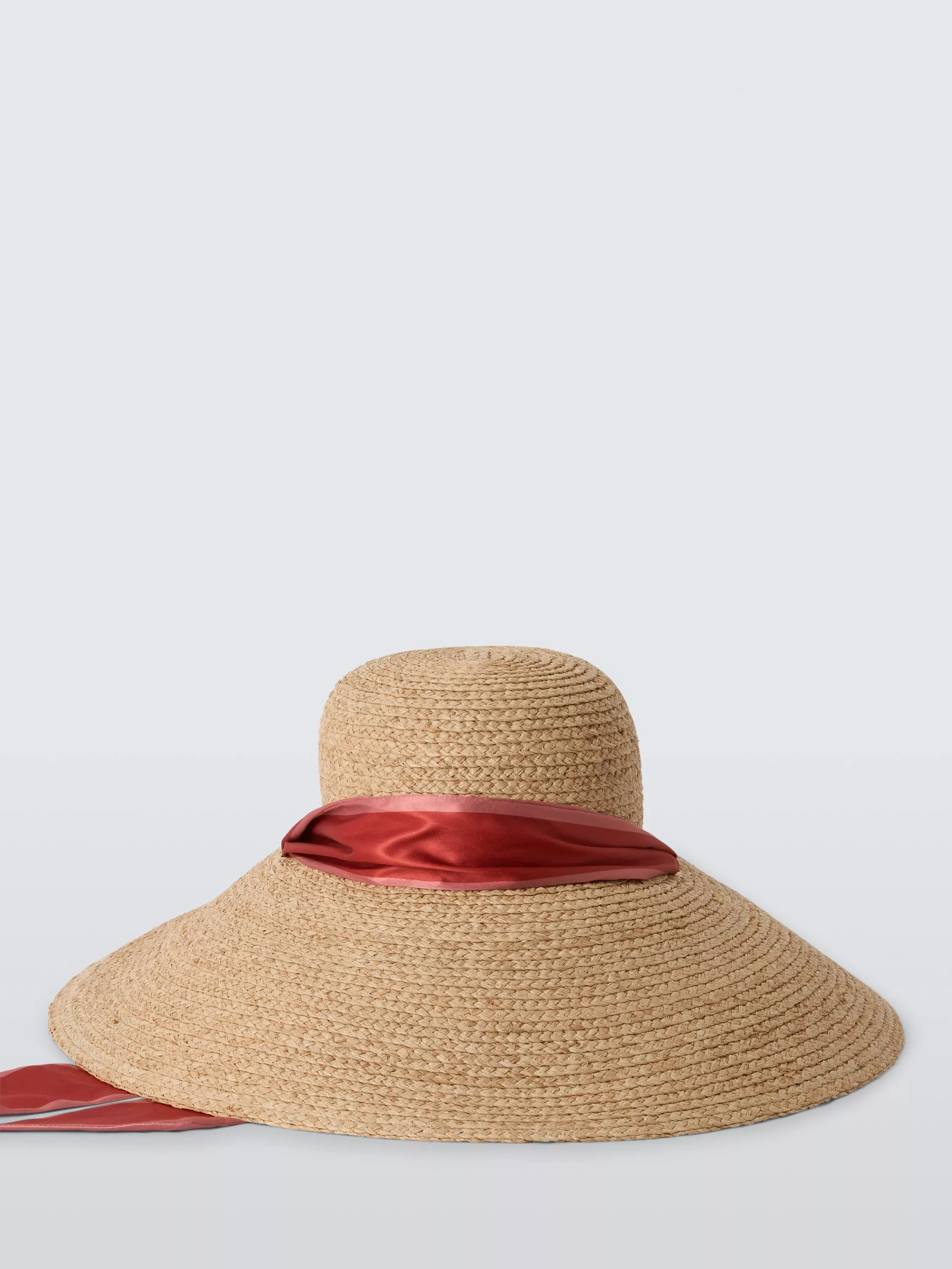 John Lewis Wide Brim Self-Tie Scarf Sun Hat, Natural | John Lewis (UK)