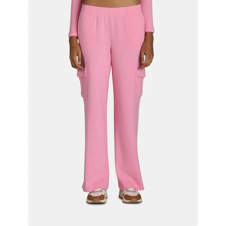 No Boundaries Brushed Knit Waffle Cargo Sleep Pants, 31” Inseam, Women’s and Women's Plus | Walmart (US)