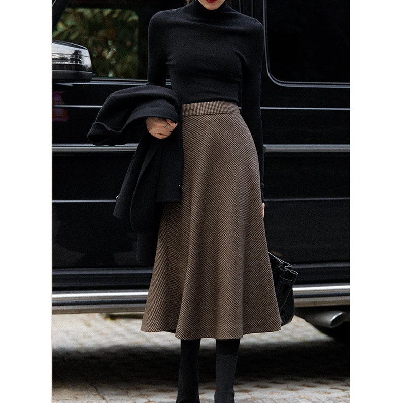 Brown Wool Midi Skirt, A-Line Wool Skirt, Winter Warm wool Skirt, High waisted Skirt, Wool Skirt ... | Etsy (US)