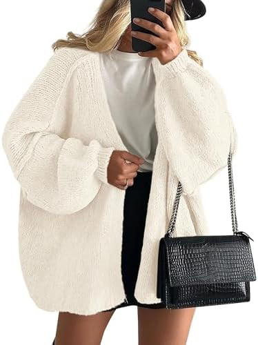 PRETTYGARDEN Womens Oversized Cardigan Sweaters 2025 Fall Long Lantern Sleeve Knit Open Front Lig... | Amazon (US)
