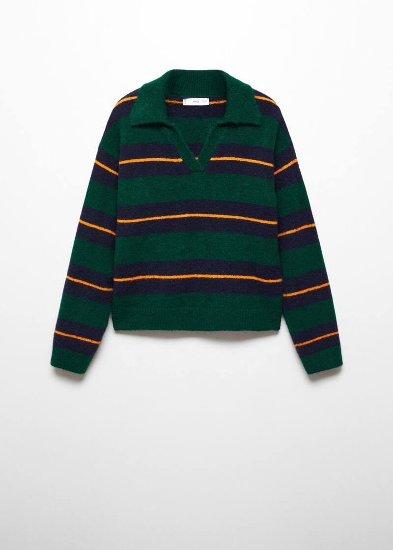 Striped polo-neck sweater -  Women | Mango USA | MANGO (US)