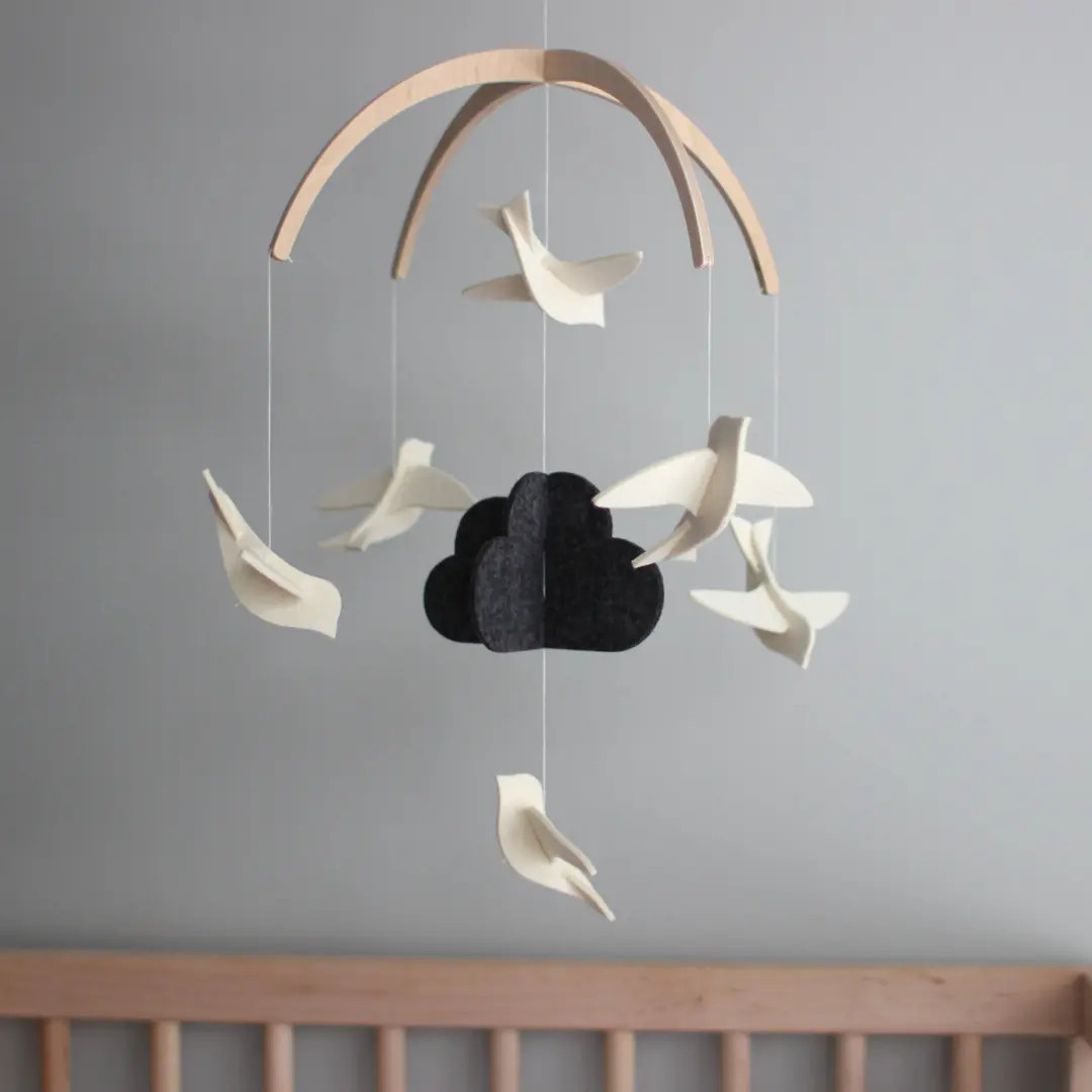Black and White Baby Mobile Monochrome Nursery Mobile Bird - Etsy | Etsy (US)
