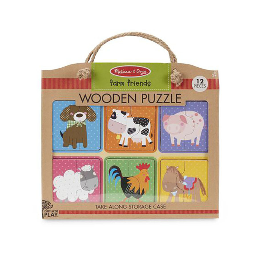 Natural Play Wooden Puzzle - Farm Friends - Best for Ages 2 to 4 | Fat Brain Toys