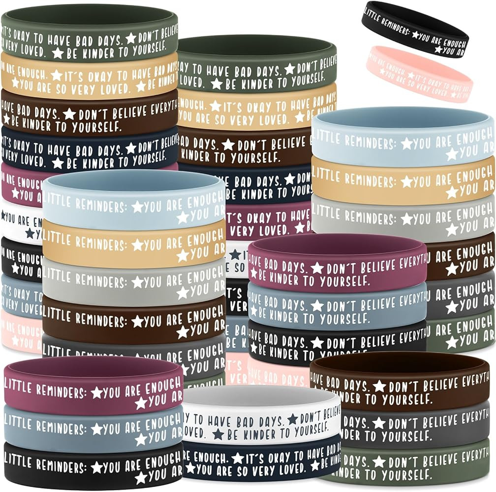 Amazon.com: Ecation 36 Pcs Mental Health Awareness Month Wristbands Bulk Motivational Rubber Brac... | Amazon (US)