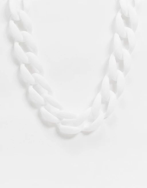 ASOS DESIGN chain link necklace in white | ASOS (Global)