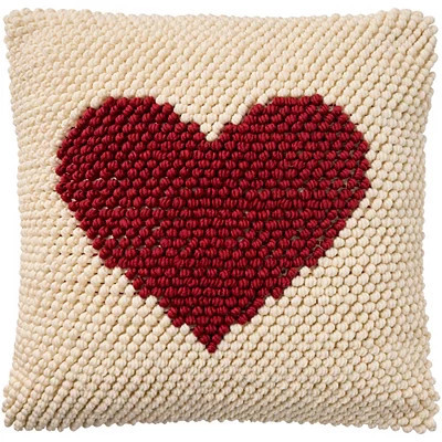French Knot Heart Pillow, Red, 18L x 18H , Cotton | Kirkland's Home | Kirklands
