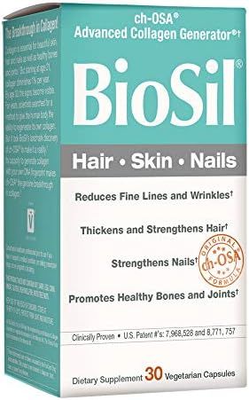 BioSil by Natural Factors, Hair, Skin, Nails, Supports Healthy Growth and Strength, Vegan Collage... | Amazon (US)