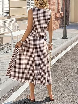 Tankaneo Womens 2 Piece Skirt Sets Summer Striped Sleeveless Tank Tops Midi Dress Travel Vacation... | Amazon (US)