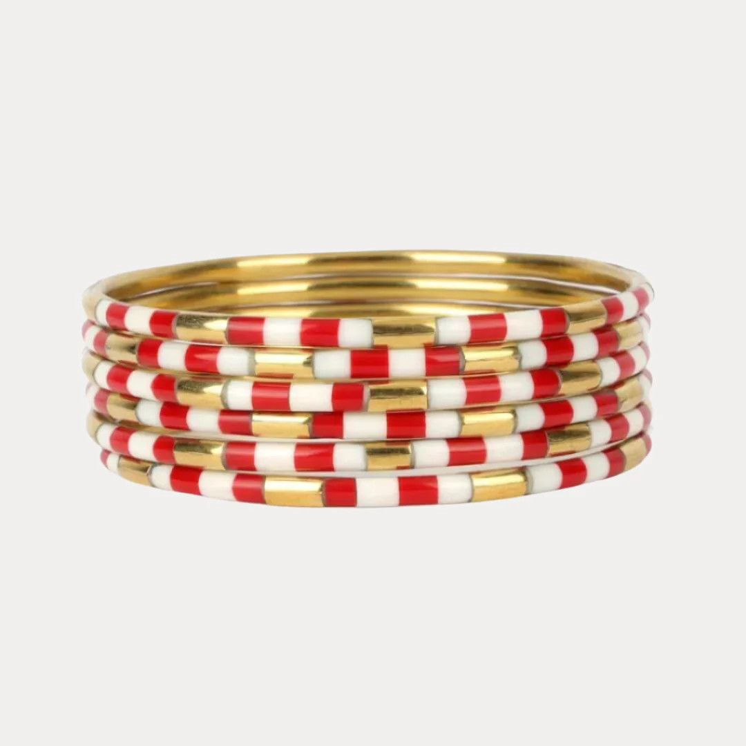 Red/White Veda Bangles - Set of 6 | BuDhaGirl