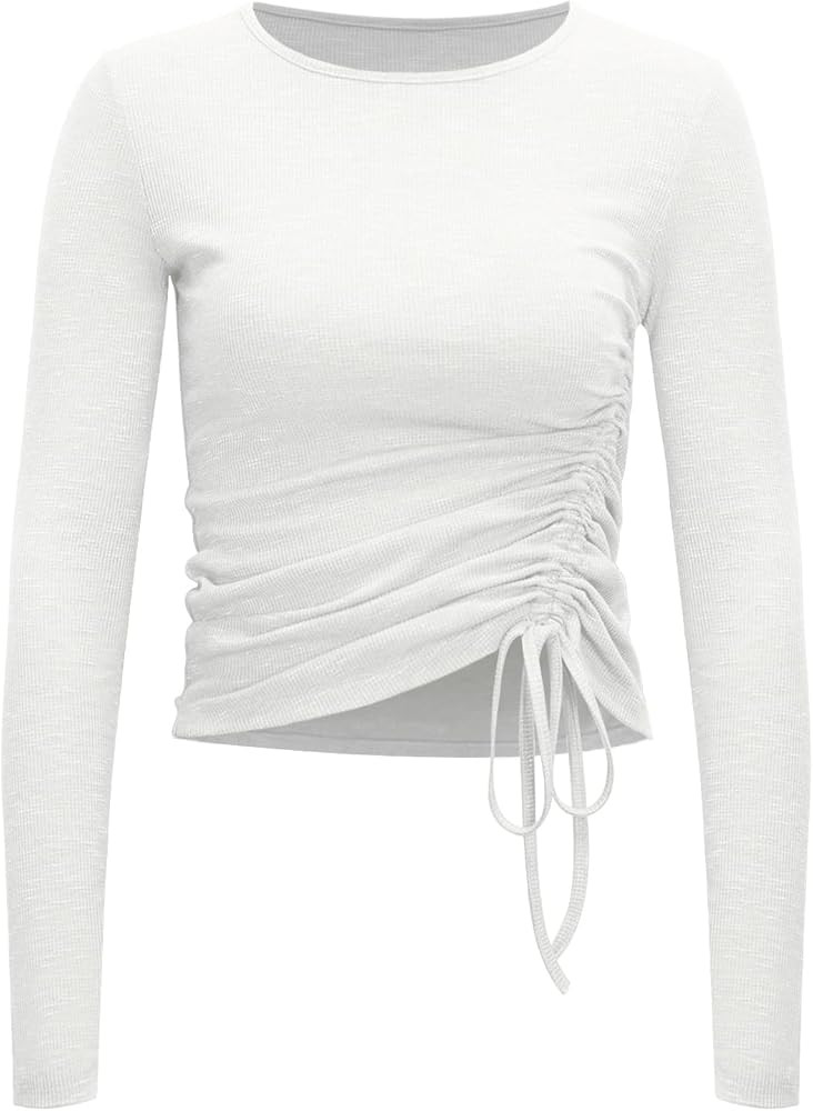 Zengjo Womens Long/Short Sleeve Workout Tops Ruched Side Yoga Atheltic Shirt Slim Fitted | Amazon (US)