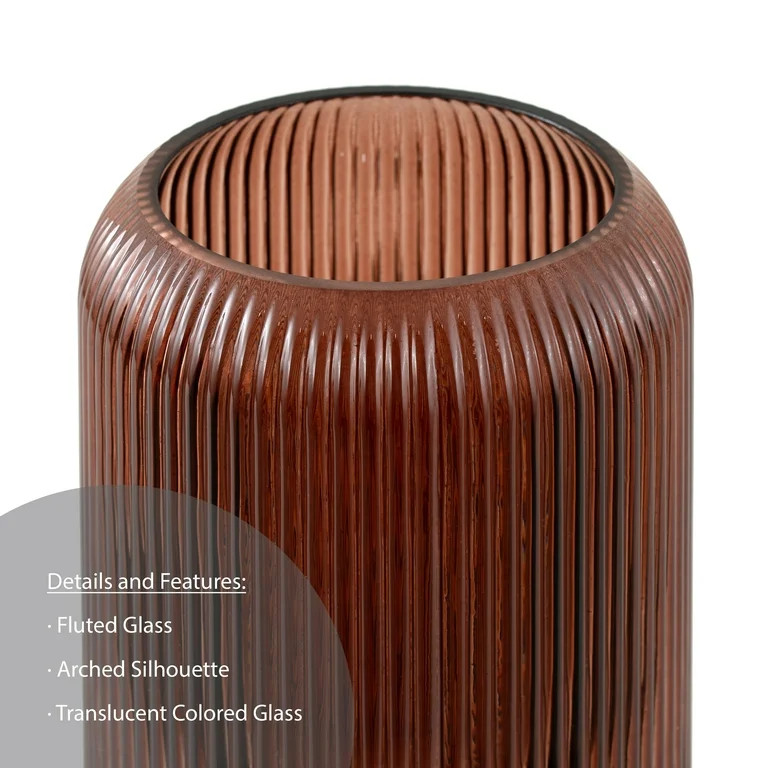 Translucent 8" Amber Fluted Glass Tabletop Vase - Walmart.com | Walmart (US)