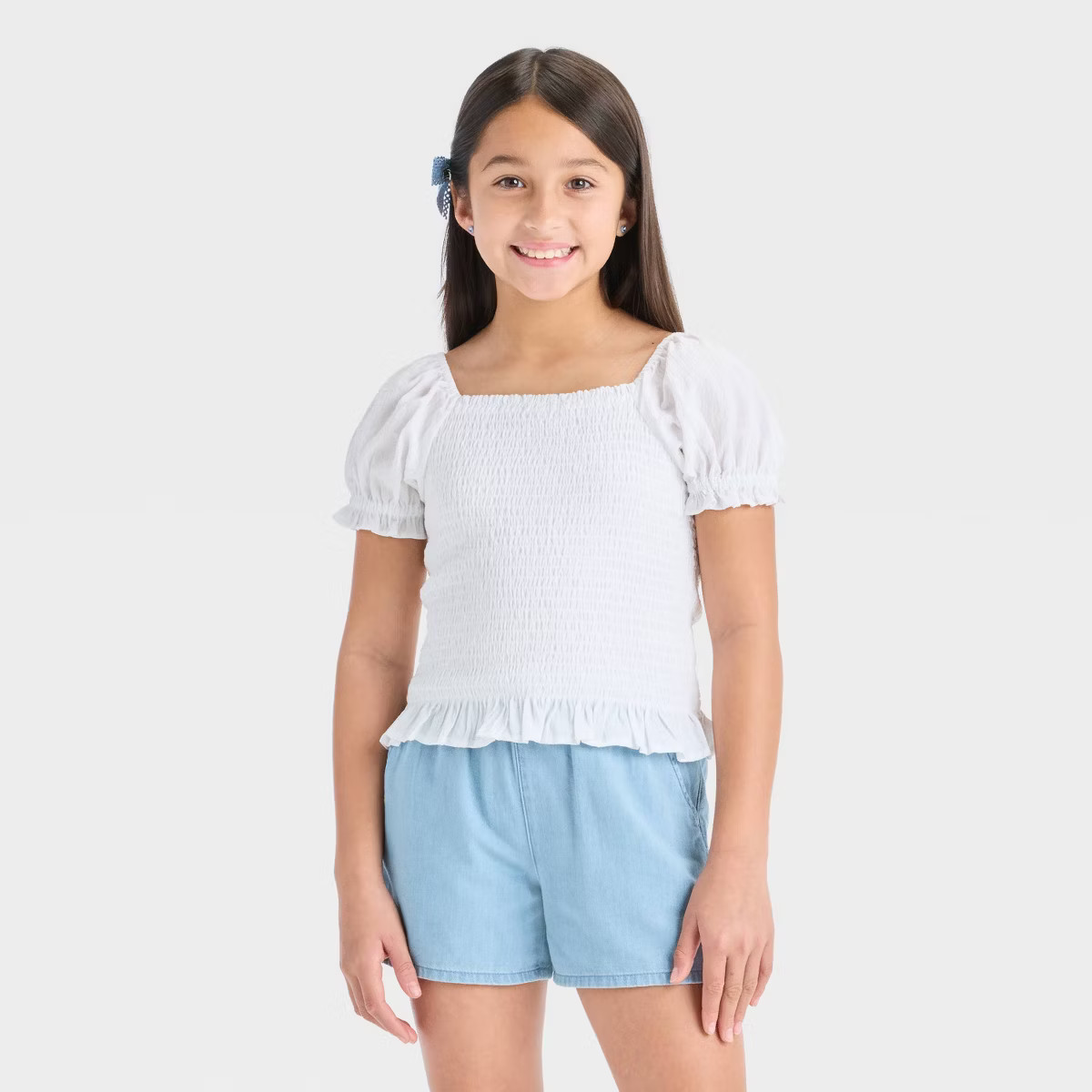 Girls' Short Sleeve Smock Chiffon Top - Cat & Jack™ | Target
