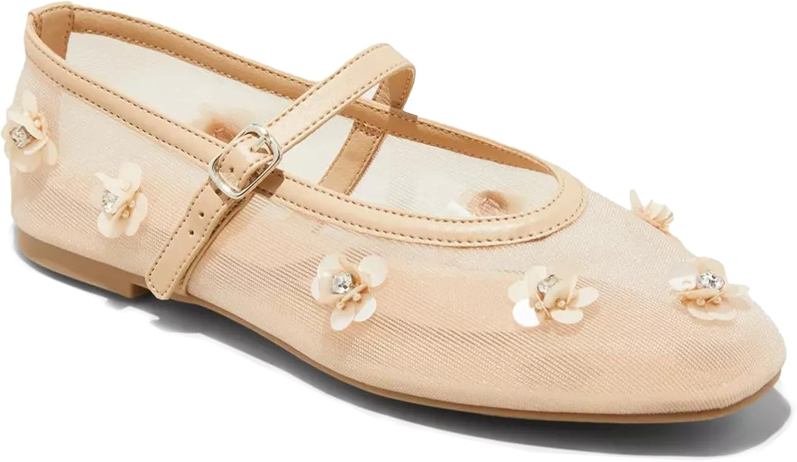 SIFINELAR Women's flowers mesh ballet flat buckle sandals | Amazon (US)