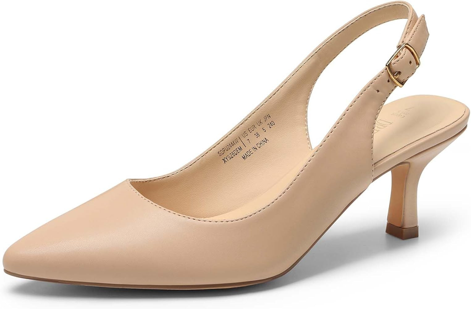 DREAM PAIRS Women's Kitten Heel Slingback Pointed Closed Toe Low Stiletto Heels Dress Bridal Eleg... | Amazon (US)