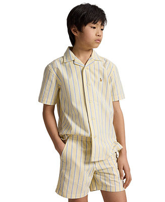 Boys' 8-20 Striped Oxford Camp Collar Shirt | Macy's