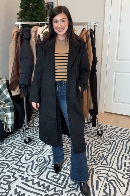 My absolute favorite coat!! Paired with a cozy sweater and some flare jeans. Would make a great thanksgiving outfit. Sizing is in each product link. Abercrombie is currently 25% off coats and 15% off almost everything else! 

#LTKHolidaySale #LTKstyletip #LTKsalealert