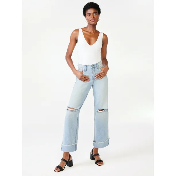 Scoop Women's Marietta Wide Leg Cropped Jeans | Walmart (US)