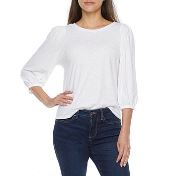 a.n.a Womens Round Neck 3/4 Sleeve Tunic Top | JCPenney