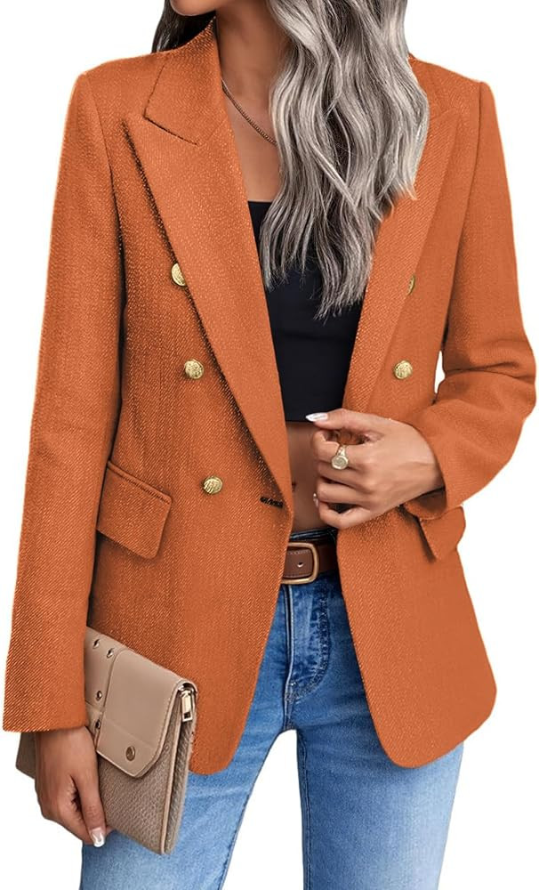Mina Self 2025 Fall Women's Tweed Plaid Blazer Jacket - Fully Lined Fashion Business Casual Lapel... | Amazon (US)