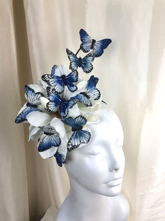 Blue Fascinator Monarch Hat  Butterfly Hat | Etsy | Etsy (US)