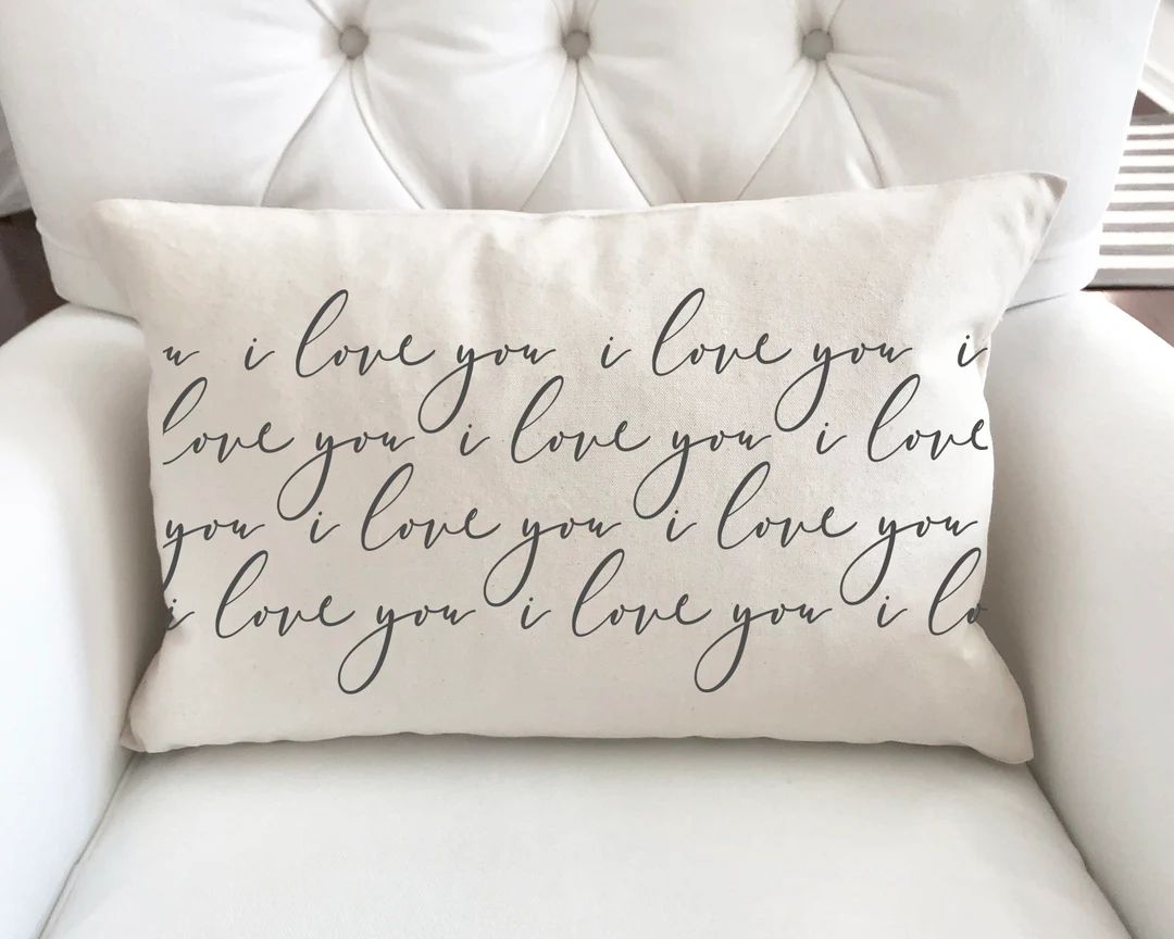 I Love You Pattern Charcoal Valentine's Day Pillow Cover - Etsy | Etsy (US)