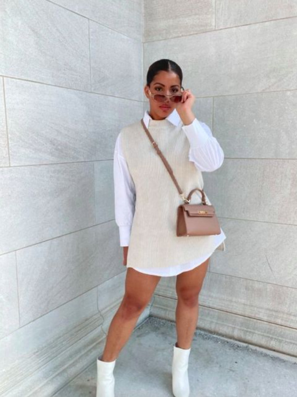 ✨ Neutral tones, clean lines, and a look that feels effortlessly elevated. This sweater vest + oversized button-down combo is one of those outfits that always looks polished with minimal effort. 🤍🤎

#LTKStyleTip: Pair a long button-down with a sweater vest and ankle boots for an easy chic look that works from brunch to errands to travel days.

#LTKStyle #NeutralStyle #SweaterVestStyle #FallFashion 

 #LTKdayinmylife #LTKootd