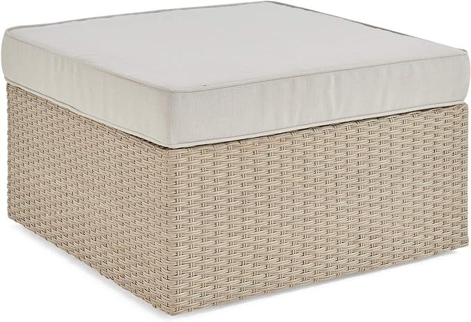 Canaan All-Weather Wicker Outdoor 26" Square Ottoman with Cushion | Amazon (US)