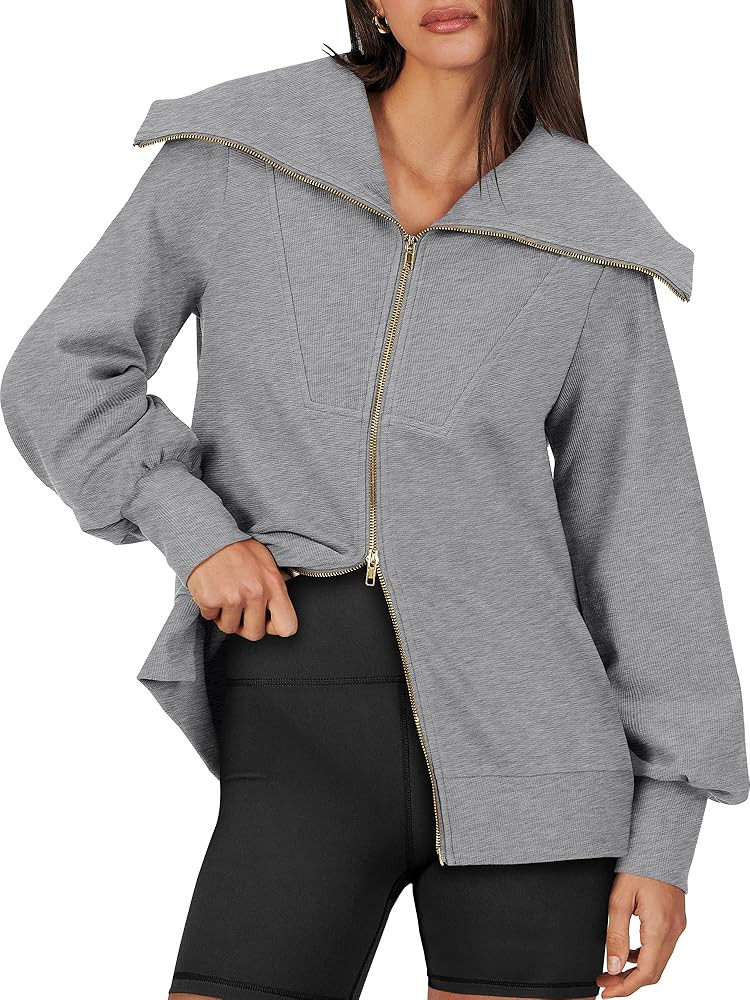 ANRABESS Womens Oversized Full Zip Up Jackets Sweatshirt Fall Casual Sweaters Hoodies 2023 Trendy... | Amazon (US)