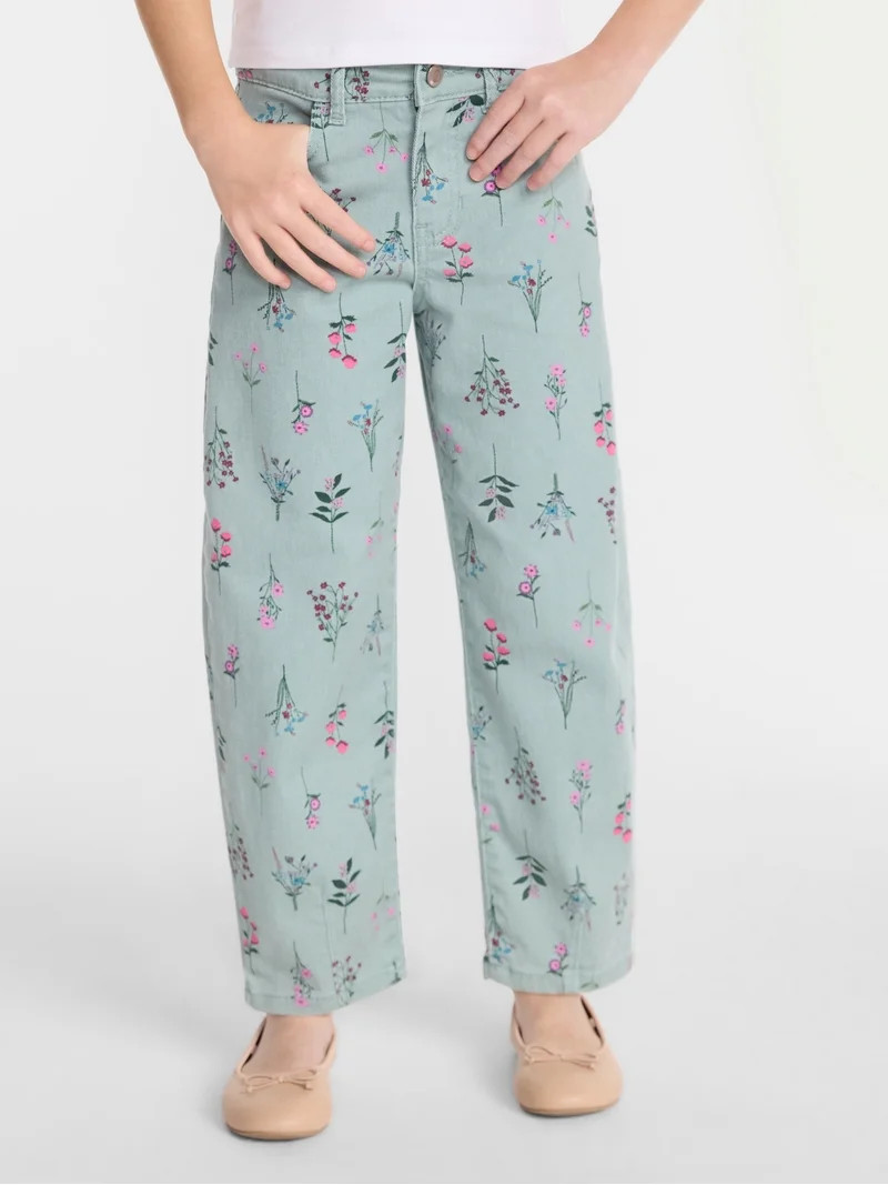 Wonder Nation Girls Ankle Length Barrel Jeans, Sizes 5-18 | Walmart (US)