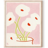 Abstract Poppies in Vase Print, Pink Floral Bouquet Art, Vintage Unframed Minimalist Wall Decor | Etsy (US)