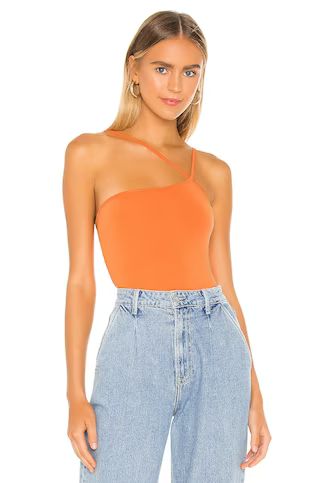 superdown Taryn Asymmetric Bodysuit in Orange from Revolve.com | Revolve Clothing (Global)