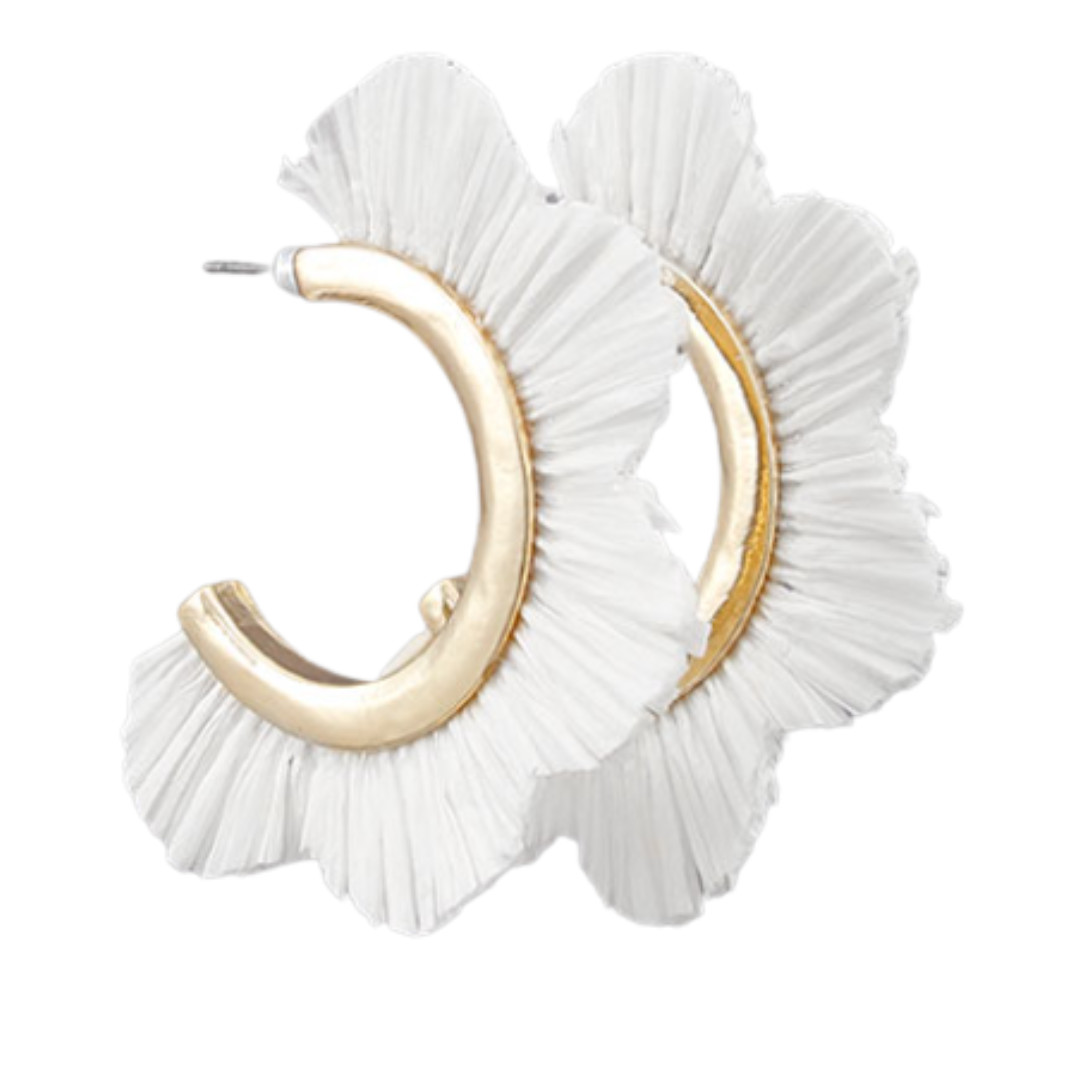 White Raffia Flower Hoops | Wilson Home Decor