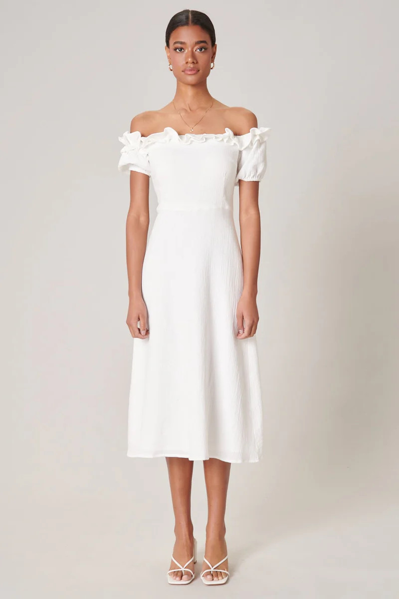 Barcelona Off the Shoulder Midi Dress | Sugarlips