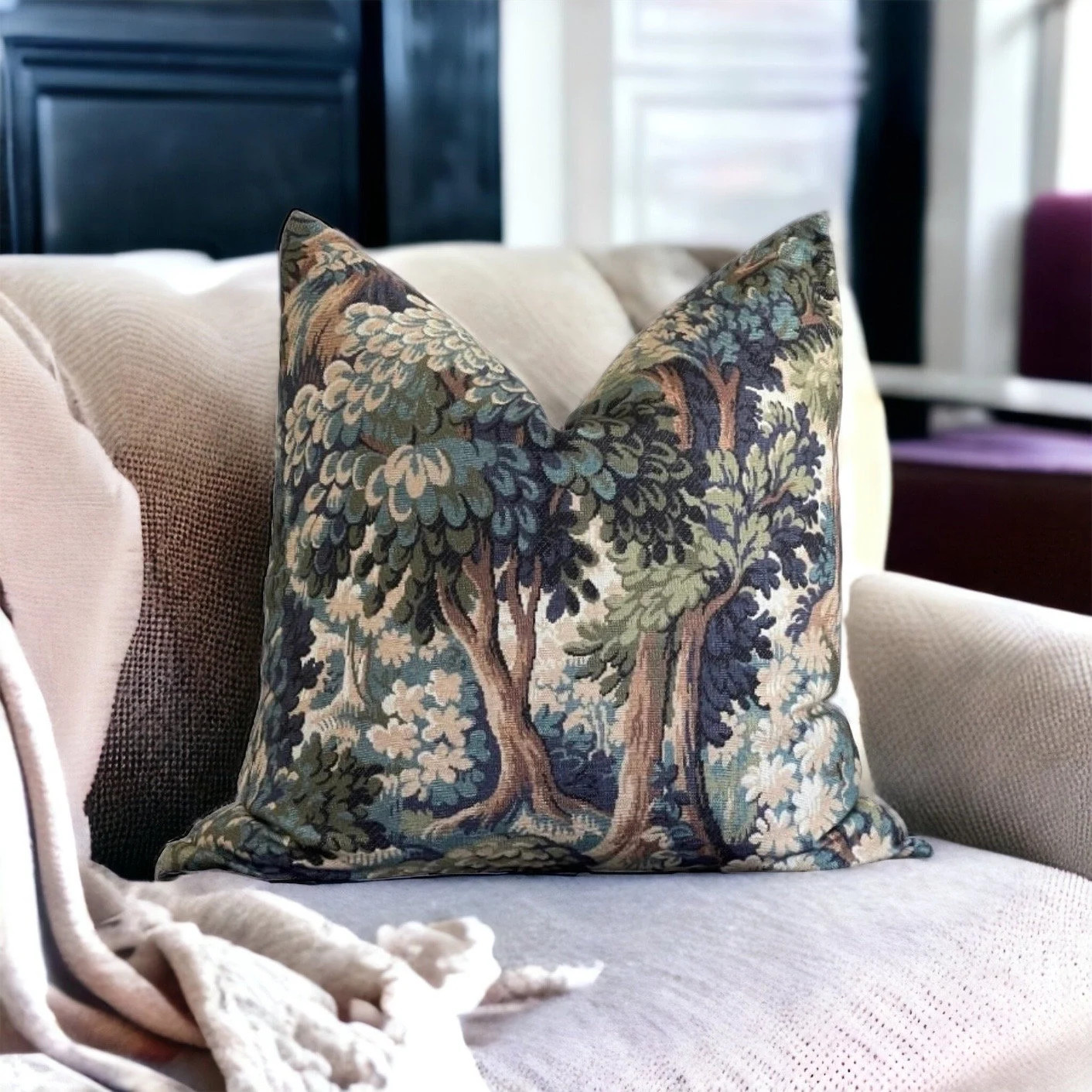 Into the Woods Cotton Pillow Cover: Forest Scene Throw Pillow | Etsy (Global)