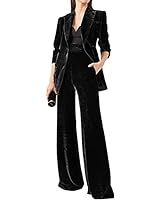 Amazon.com: LIBODU Velvet Women Tuxedos Wedding Pantsuits Party Wear Suits Formal Business Suits ... | Amazon (US)