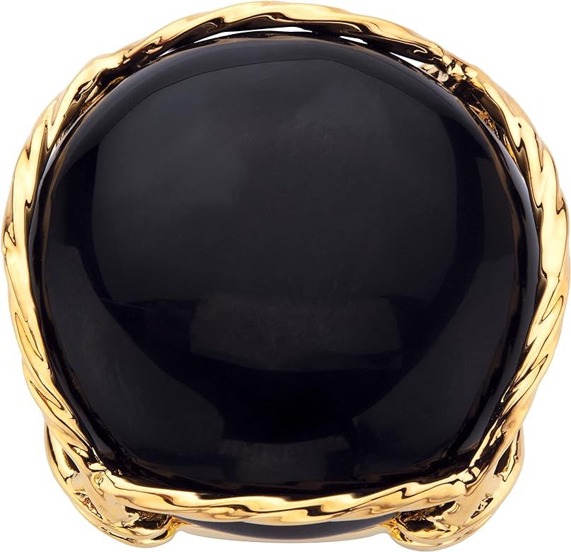 Palm Beach Jewelry Yellow Gold-Plated Natural Black Onyx or Genuine Brown Tiger Eye Pillow Ring | Amazon (US)