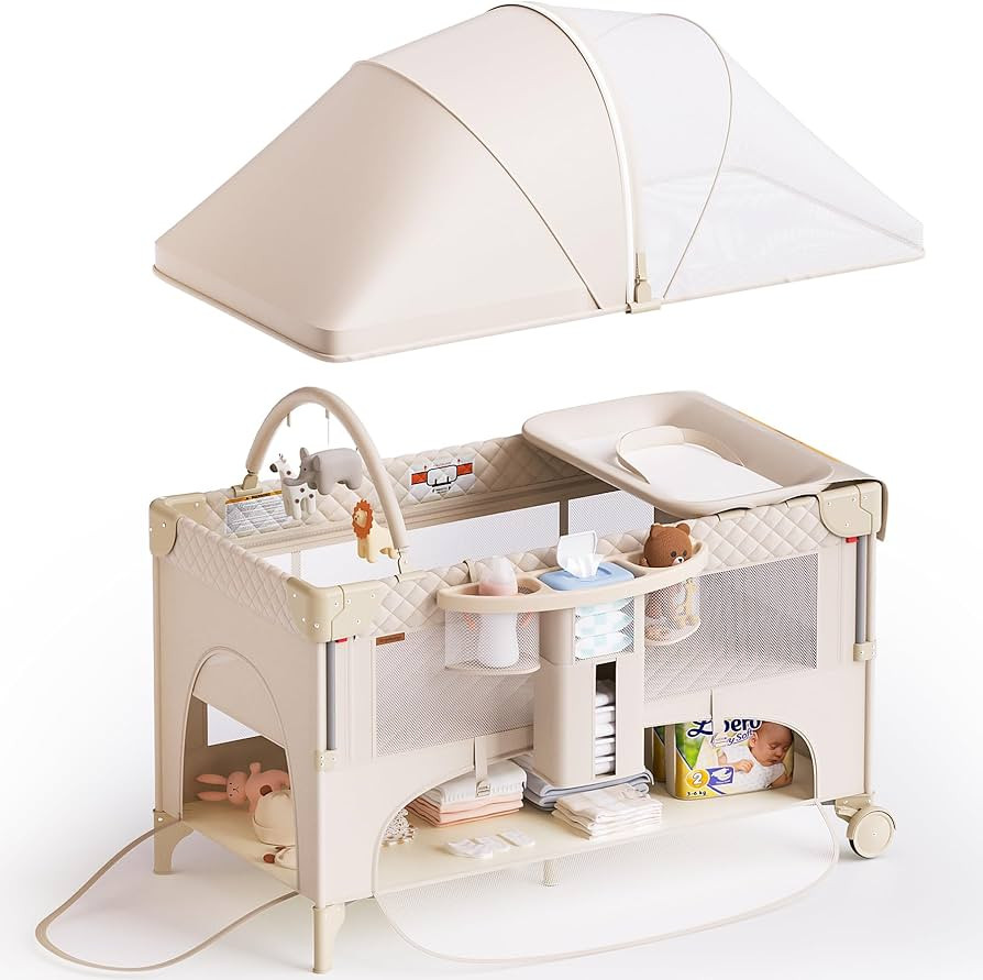 4 in 1 Baby Bassinet,Pack and Play,Bedside Crib Sleeper,Baby Bassinets Bedside Sleeper with Diape... | Amazon (US)