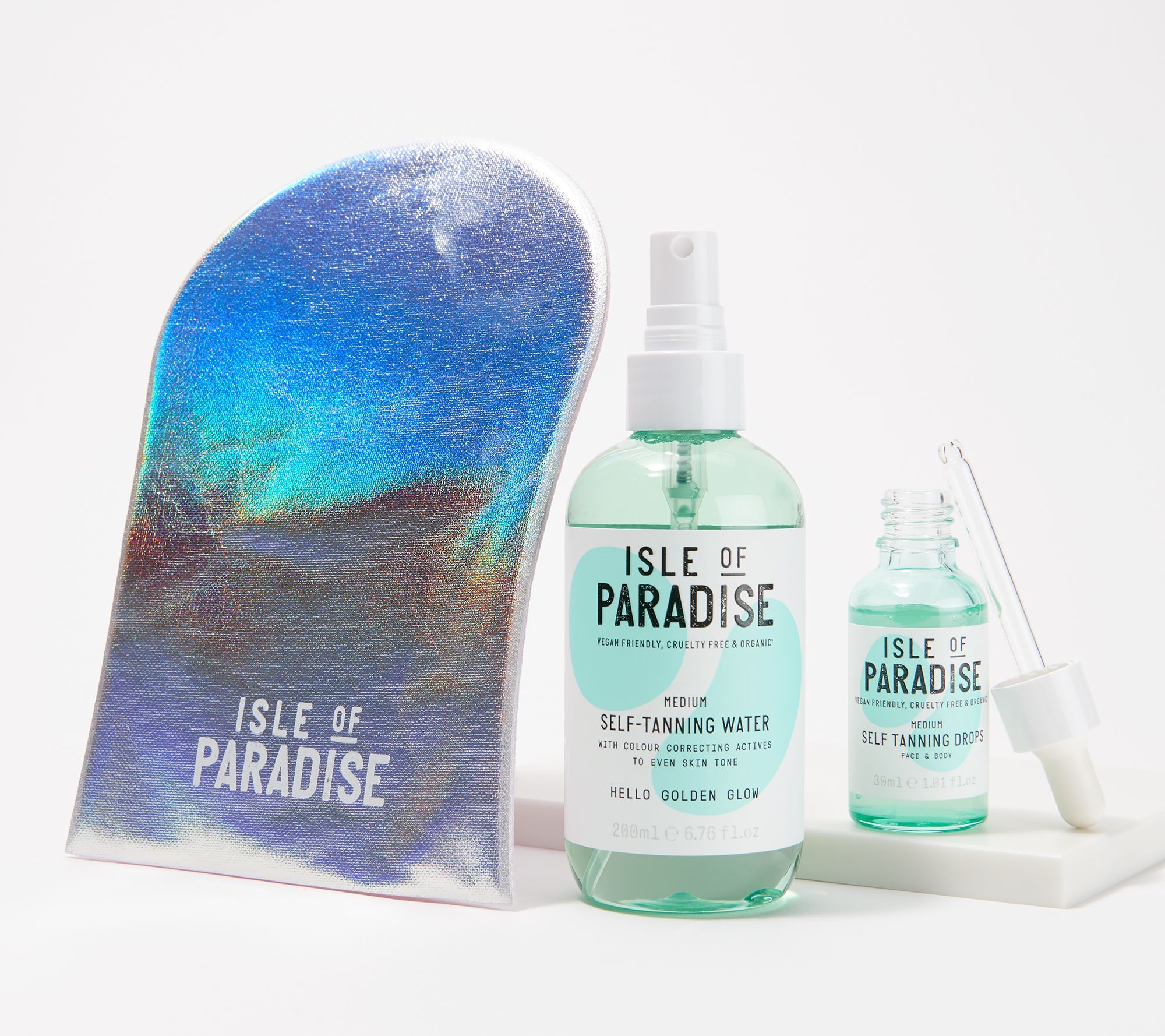 Ships 6/29 Isle of Paradise Self-Tanning Drops & Water Set with Mitt | QVC
