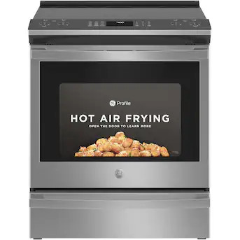 GE Profile 30-in Smooth Surface 5 Elements 5.3-cu ft Steam Cleaning Air Fry Convection Oven Slide... | Lowe's