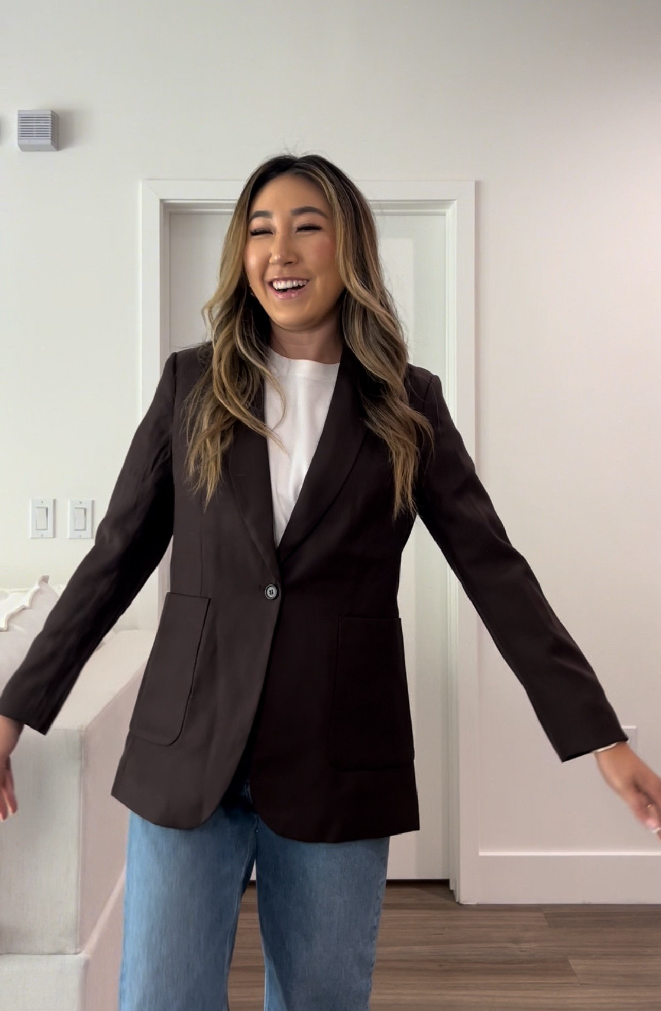 One of three easy outfit formulas for a smart casual office: blazer + white tee + jeans! Added Mary Jane flats but you can swap out the shoes. I’m wearing a S in the tee and blazer and a 27 in the Abercrombie jeans and am 5’8"

#LTKFindsUnder100 #LTKSeasonal #LTKWorkwear