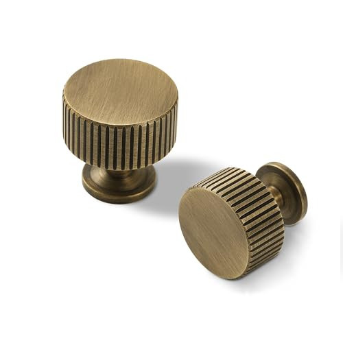 SALISENG Antique Brass Cabinet Knob - Brush Gold Dresser Drawer Knob 2 Pack, Brass Handles for Bathroom Bedroom Closet Wardrobe,Furniture Hardware pulls | Amazon (US)
